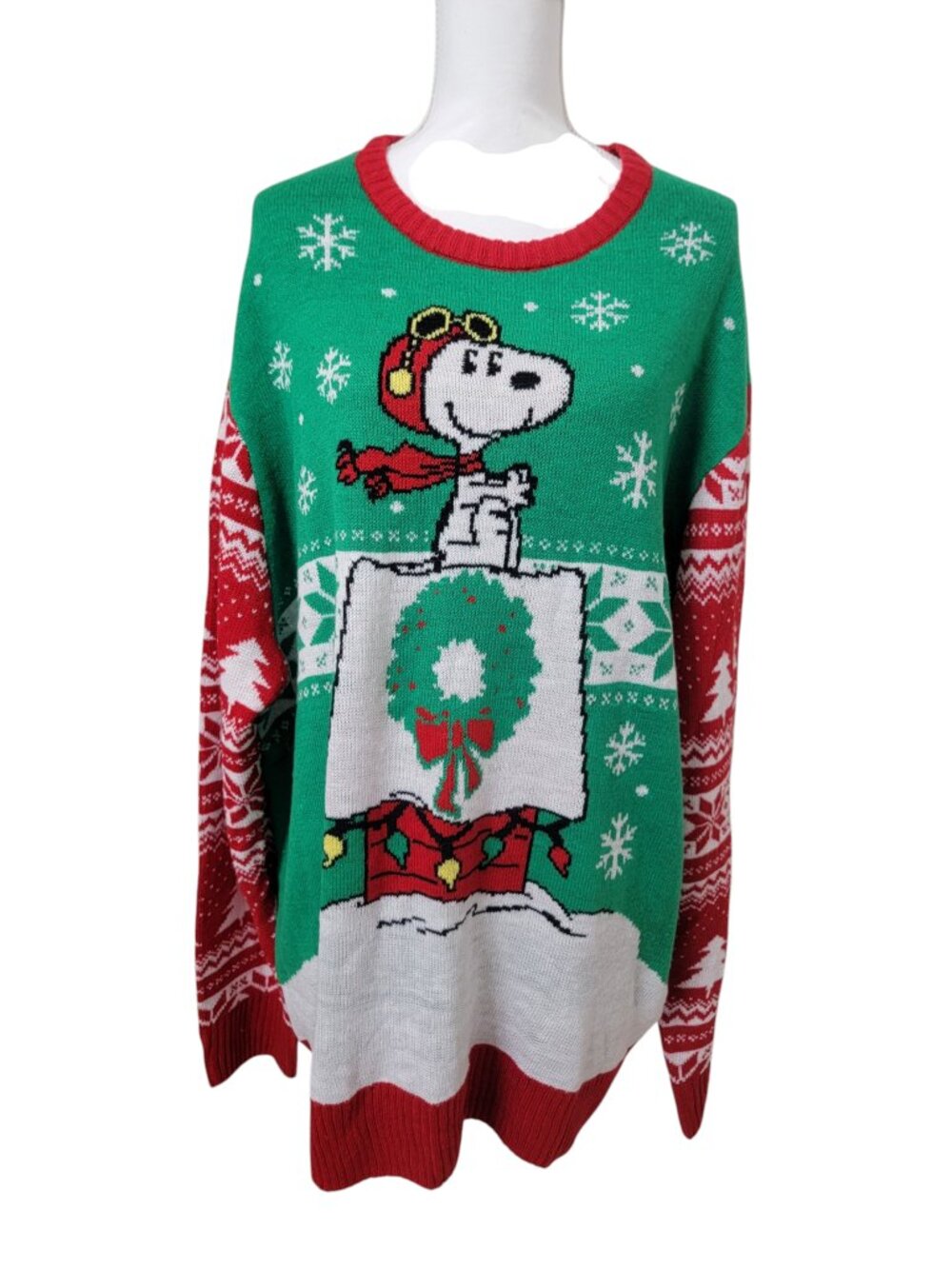 Peanuts Size 3X Snoopy Red Baron Holiday Christmas Sweater